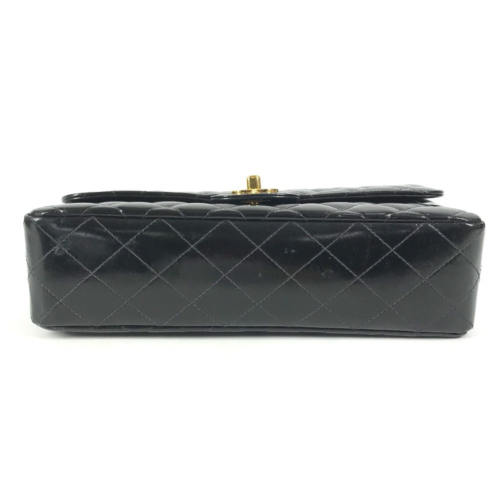CHANEL vintage Top handle Matelasse Quilted CC CC Mark logo bag flap Hand Bag enamel Black/GoldHardware Used