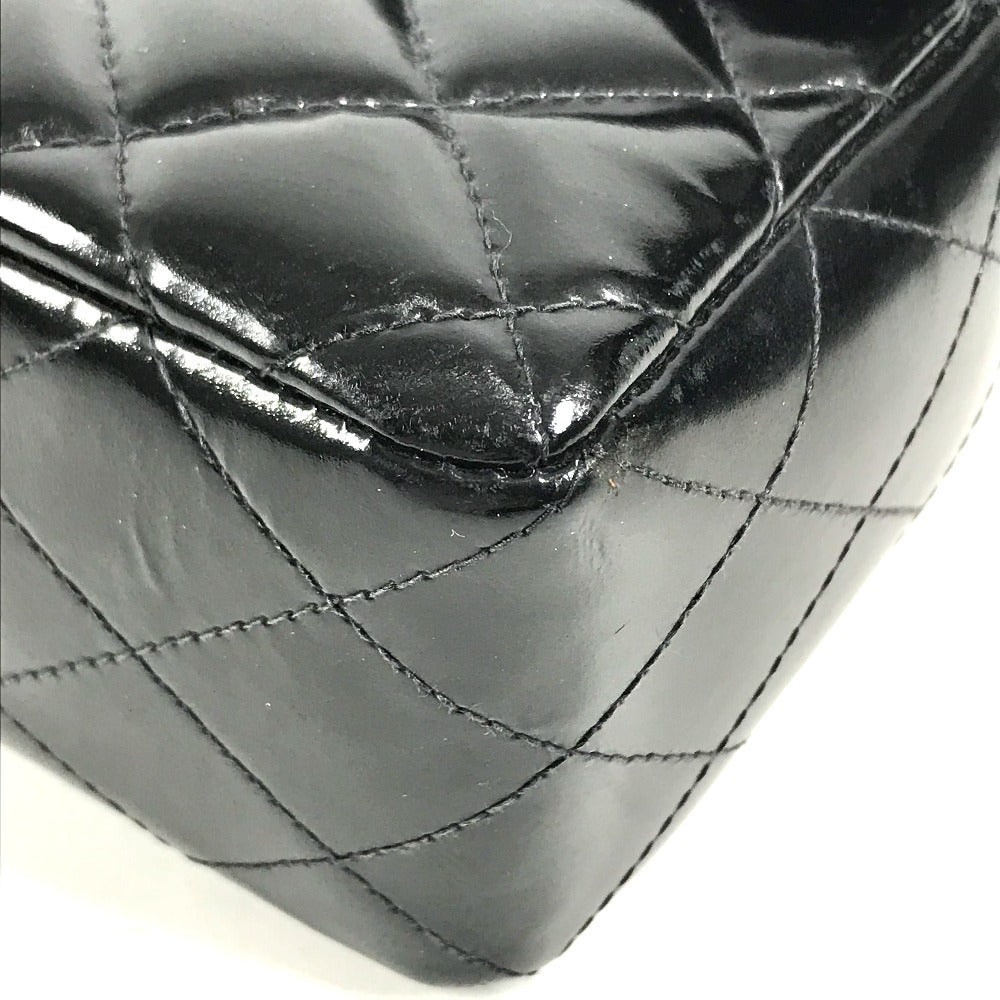 CHANEL vintage Top handle Matelasse Quilted CC CC Mark logo bag flap Hand Bag enamel Black/GoldHardware Used