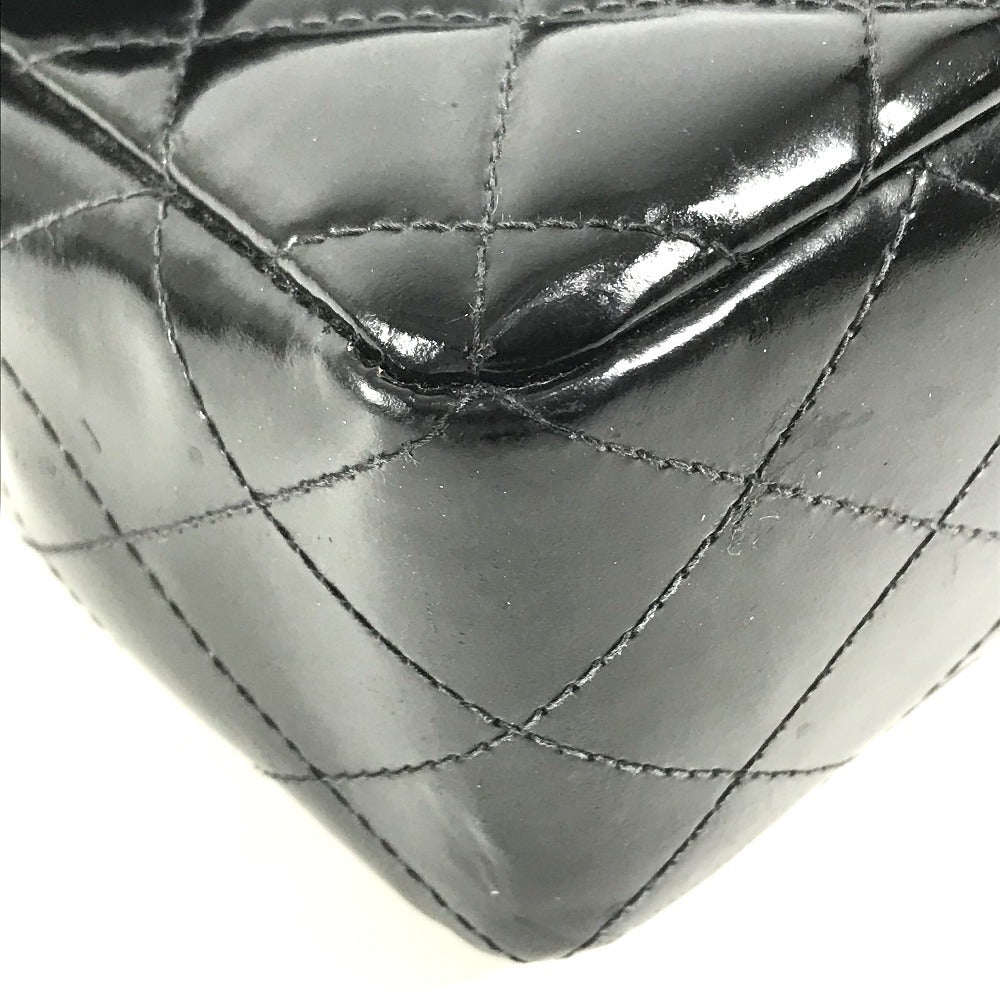 CHANEL vintage Top handle Matelasse Quilted CC CC Mark logo bag flap Hand Bag enamel Black/GoldHardware Used