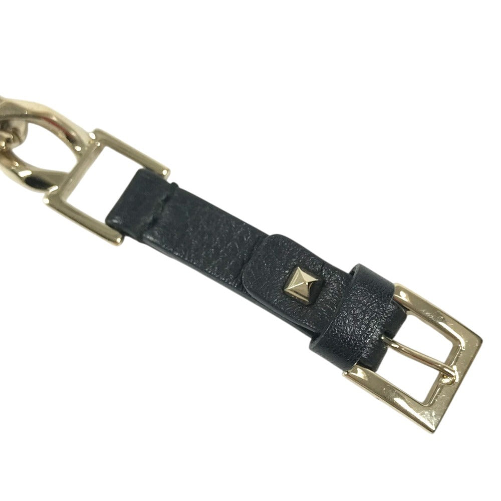 VALENTINO Chain studs Accessories, jewelry, leather Bracelet Leather / Metal Black/Gold Used