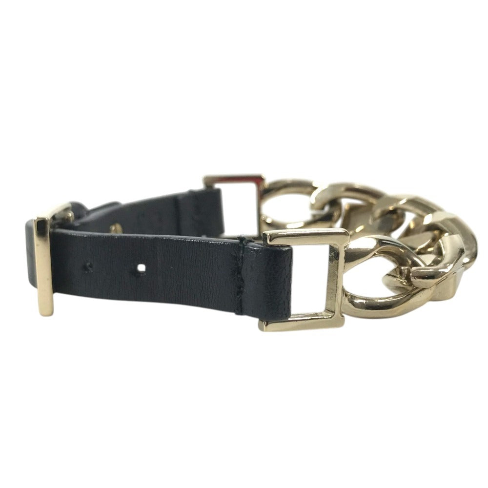 VALENTINO Chain studs Accessories, jewelry, leather Bracelet Leather / Metal Black/Gold Used