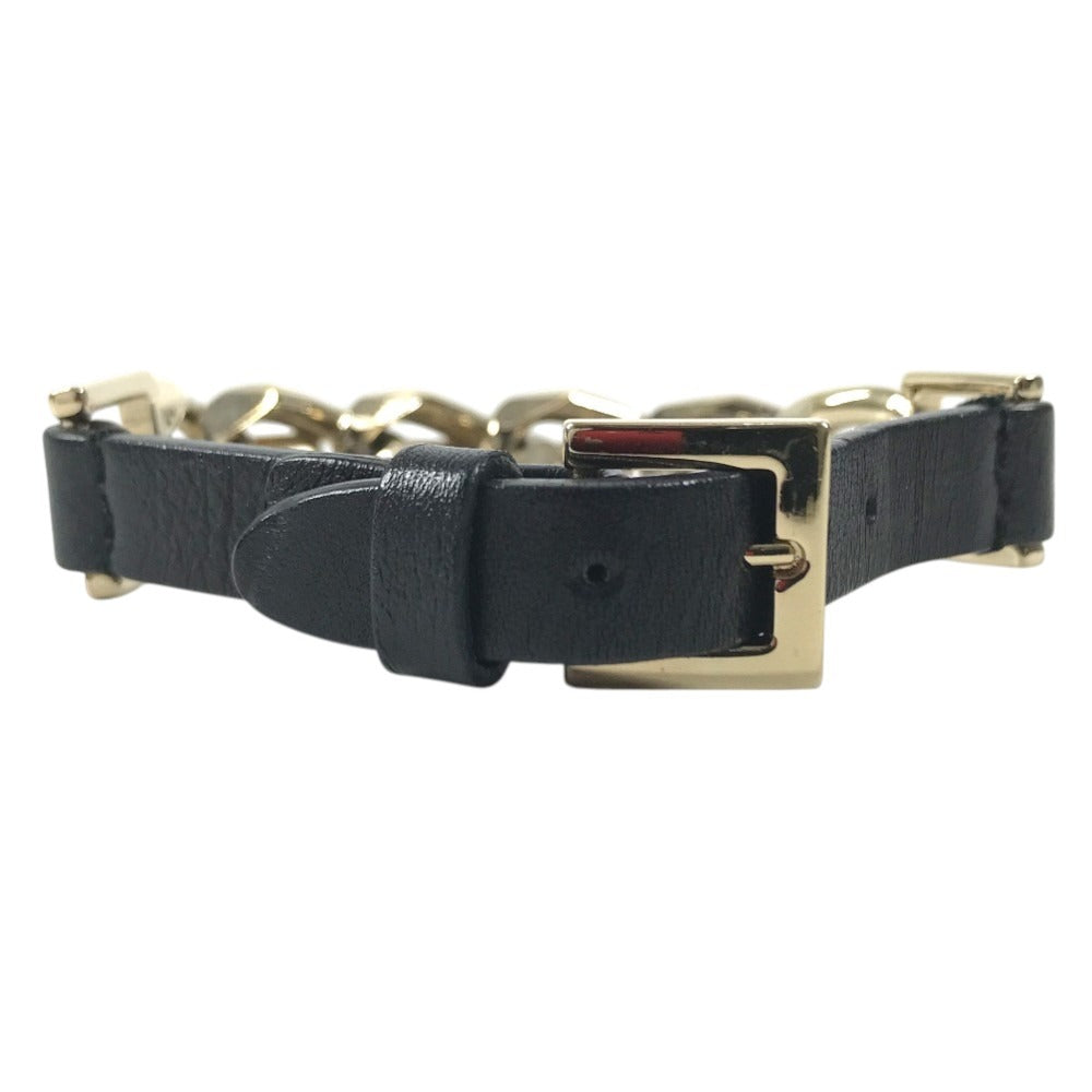 VALENTINO Chain studs Accessories, jewelry, leather Bracelet Leather / Metal Black/Gold Used
