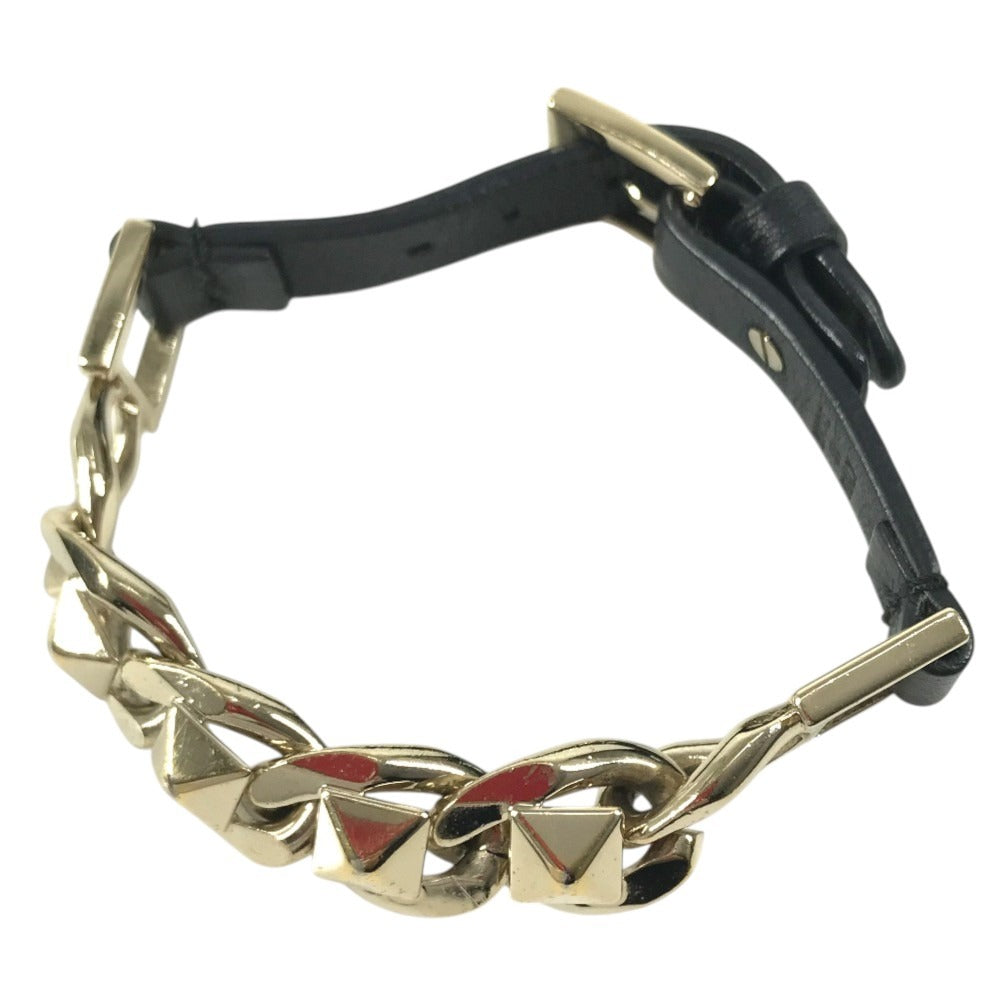 VALENTINO Chain studs Accessories, jewelry, leather Bracelet Leather / Metal Black/Gold Used