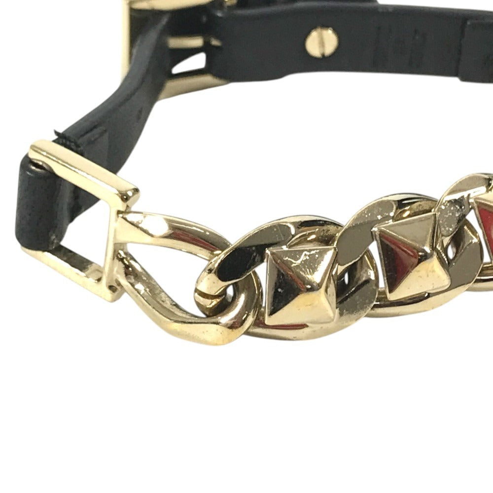 VALENTINO Chain studs Accessories, jewelry, leather Bracelet Leather / Metal Black/Gold Used