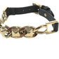 VALENTINO Chain studs Accessories, jewelry, leather Bracelet Leather / Metal Black/Gold Used