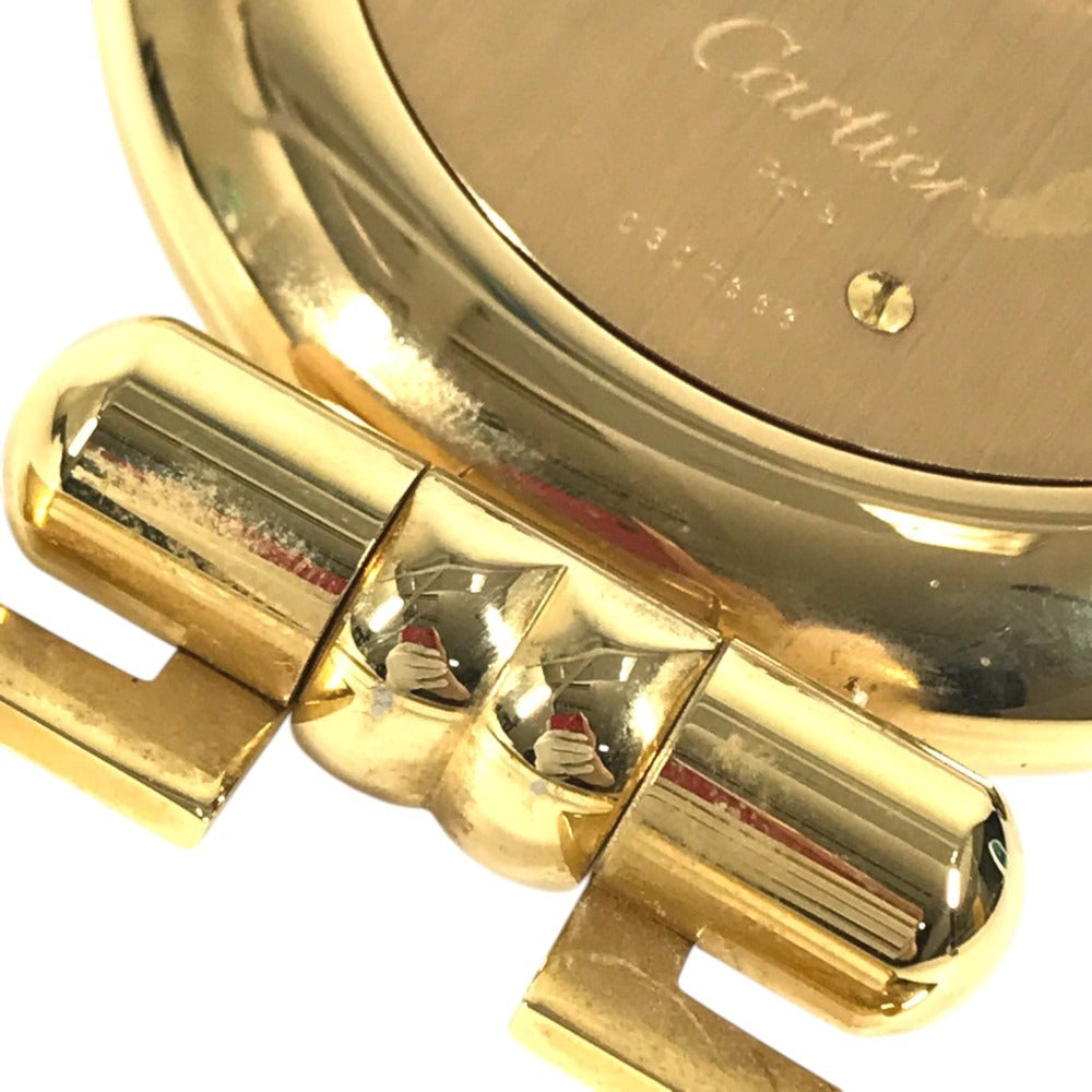 CARTIER 不明 Logo Watch Travel Clock Corize Desk Clock Interior Table clock Gold Plated Gold Used