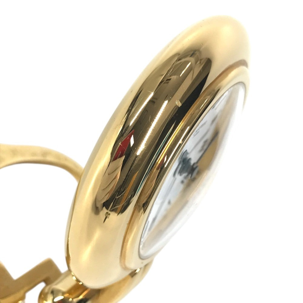 CARTIER 不明 Logo Watch Travel Clock Corize Desk Clock Interior Table clock Gold Plated Gold Used