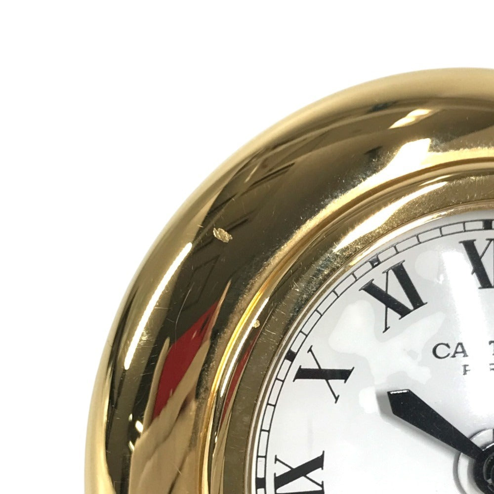 CARTIER 不明 Logo Watch Travel Clock Corize Desk Clock Interior Table clock Gold Plated Gold Used