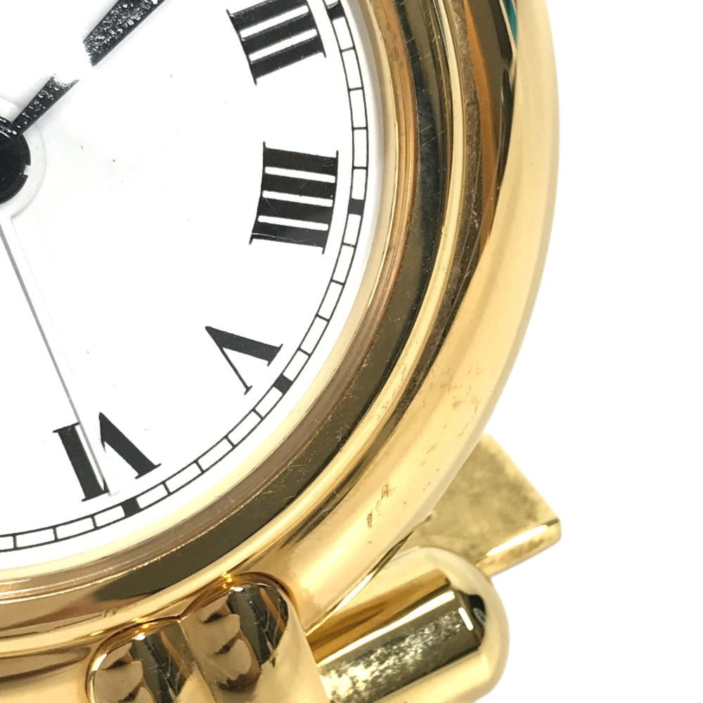 CARTIER 不明 Logo Watch Travel Clock Corize Desk Clock Interior Table clock Gold Plated Gold Used