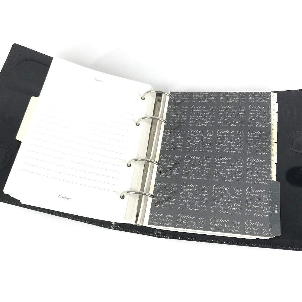 CARTIER Happy Birthday Logo (Extra Large) System Planner Stationery Notepad Notebook cover Leather Black Used