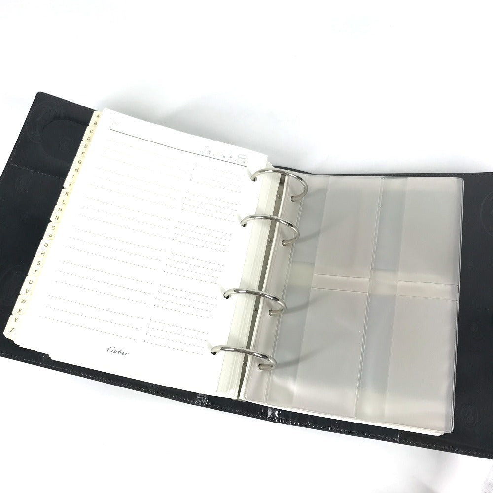 CARTIER Happy Birthday Logo (Extra Large) System Planner Stationery Notepad Notebook cover Leather Black Used