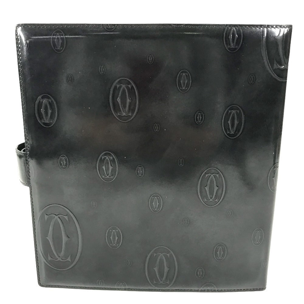 CARTIER Happy Birthday Logo (Extra Large) System Planner Stationery Notepad Notebook cover Leather Black Used