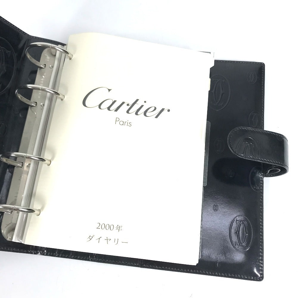 CARTIER Happy Birthday Logo (Extra Large) System Planner Stationery Notepad Notebook cover Leather Black Used