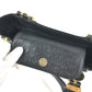 VERSACE vintage Logo Sunburst Bag Tote Bag shawl Shoulder Bag Embossed Leather Black/GoldHardware Used