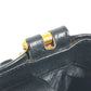 VERSACE vintage Logo Sunburst Bag Tote Bag shawl Shoulder Bag Embossed Leather Black/GoldHardware Used
