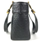 VERSACE vintage Logo Sunburst Bag Tote Bag shawl Shoulder Bag Embossed Leather Black/GoldHardware Used