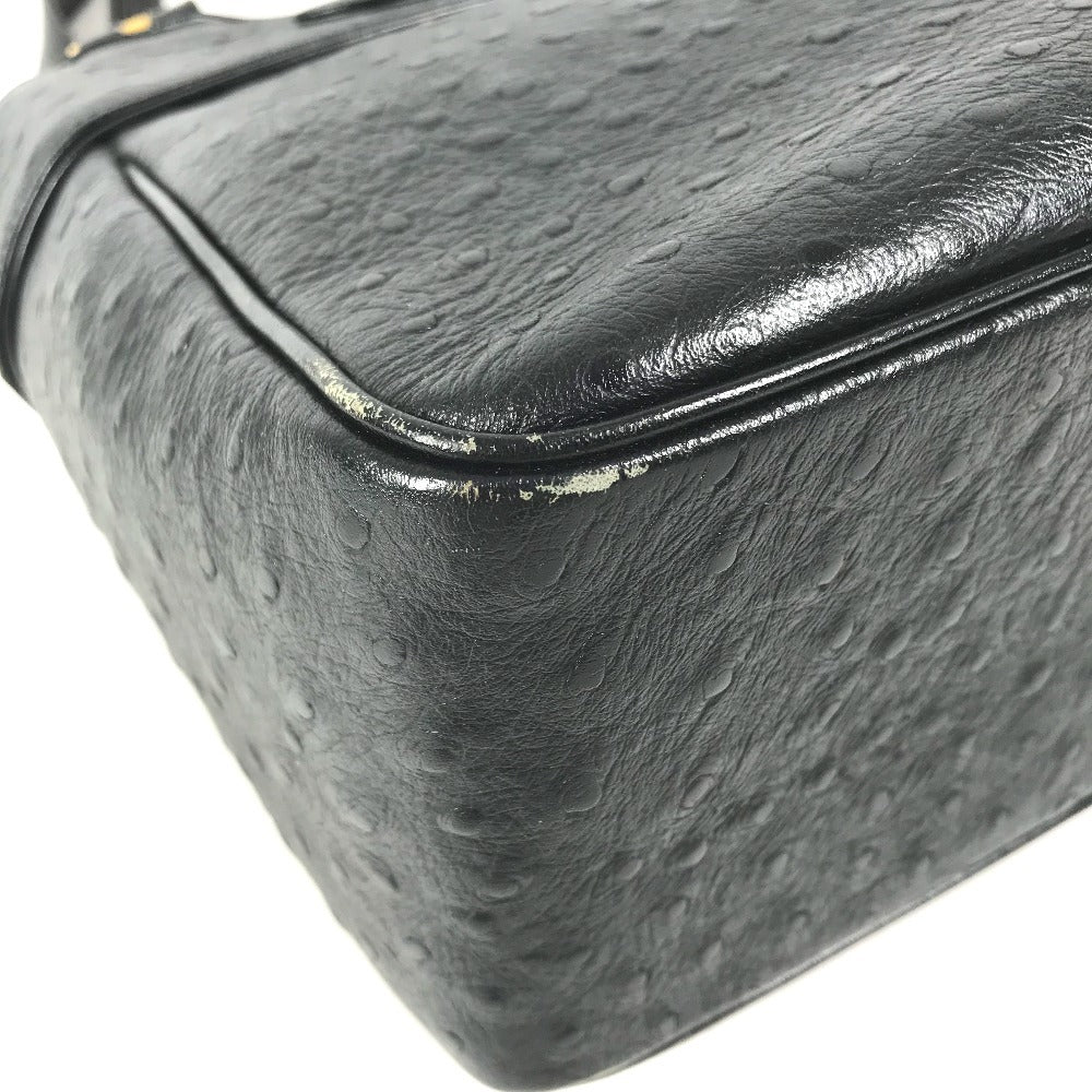 VERSACE vintage Logo Sunburst Bag Tote Bag shawl Shoulder Bag Embossed Leather Black/GoldHardware Used