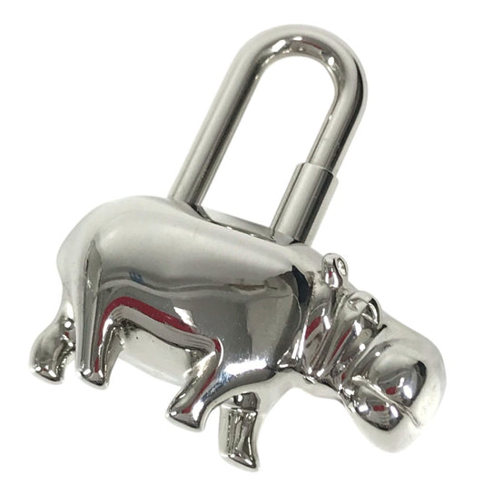 HERMES Cabas 2005 Hippopotamus Cadena Key Key Holder Bag Charm Pendant Top charm Metal Silver Used