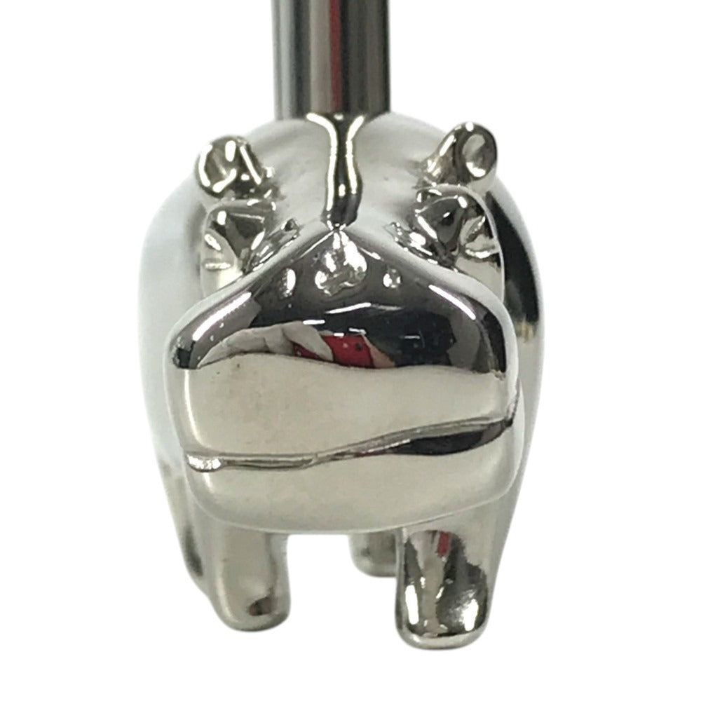 HERMES Cabas 2005 Hippopotamus Cadena Key Key Holder Bag Charm Pendant Top charm Metal Silver Used