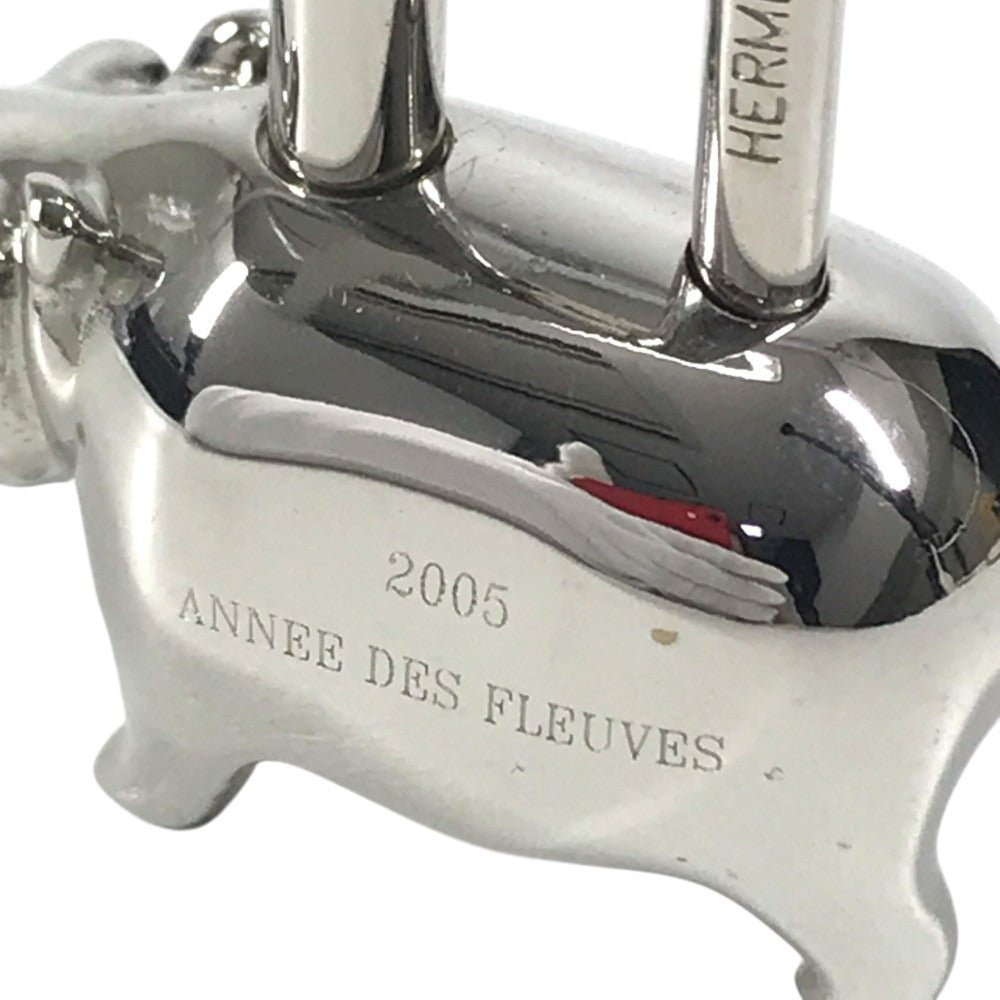 HERMES Cabas 2005 Hippopotamus Cadena Key Key Holder Bag Charm Pendant Top charm Metal Silver Used