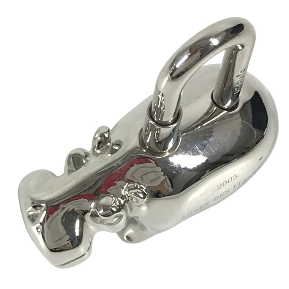 HERMES Cabas 2005 Hippopotamus Cadena Key Key Holder Bag Charm Pendant Top charm Metal Silver Used