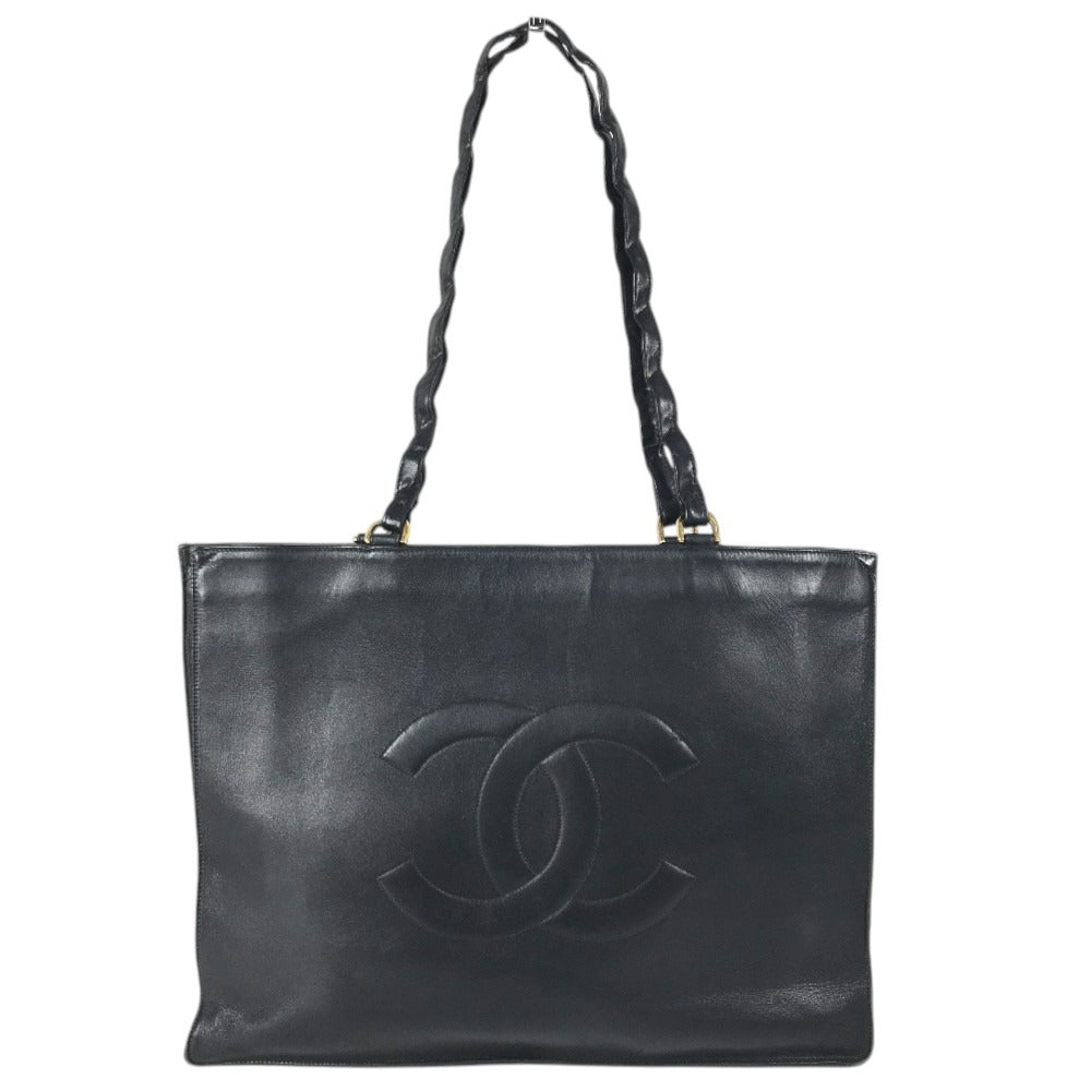 CHANEL vintage CC CC Mark Logo DecaCoco Bag Tote Bag shawl Shoulder Bag Leather Black Used