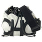 JIMMY CHOO JUNO Mesh Logo Crossbody bag, Chain Crossbody bag, Drawstring bag Shoulder Bag Mesh / Leather Black/White Used