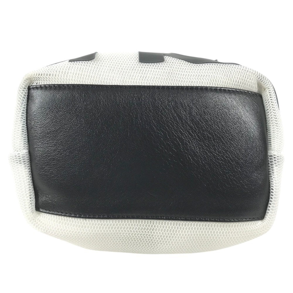 JIMMY CHOO JUNO Mesh Logo Crossbody bag, Chain Crossbody bag, Drawstring bag Shoulder Bag Mesh / Leather Black/White Used