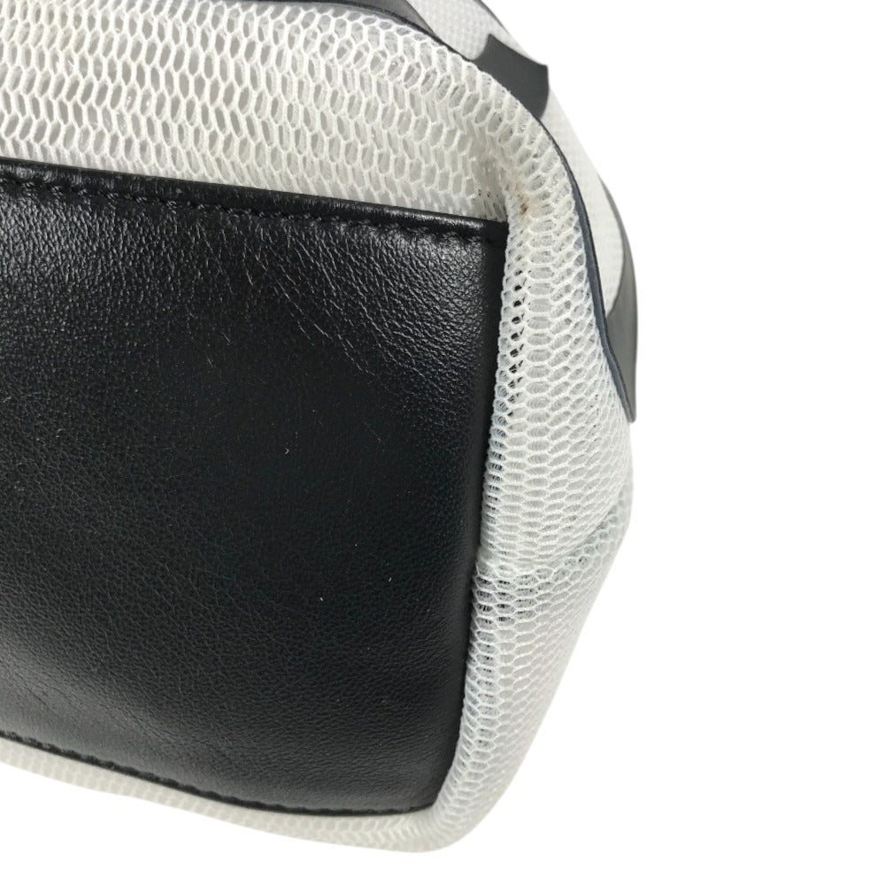 JIMMY CHOO JUNO Mesh Logo Crossbody bag, Chain Crossbody bag, Drawstring bag Shoulder Bag Mesh / Leather Black/White Used