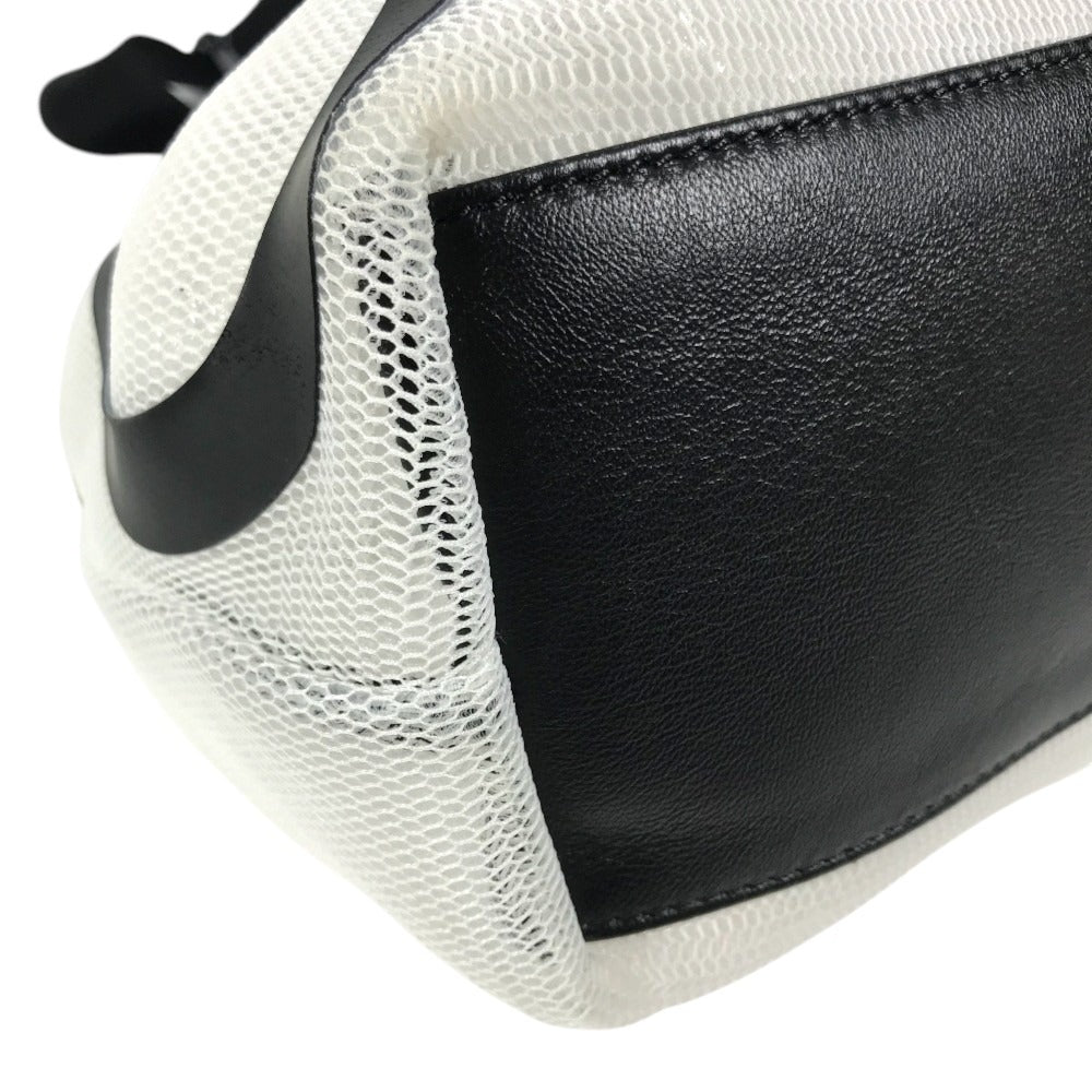 JIMMY CHOO JUNO Mesh Logo Crossbody bag, Chain Crossbody bag, Drawstring bag Shoulder Bag Mesh / Leather Black/White Used