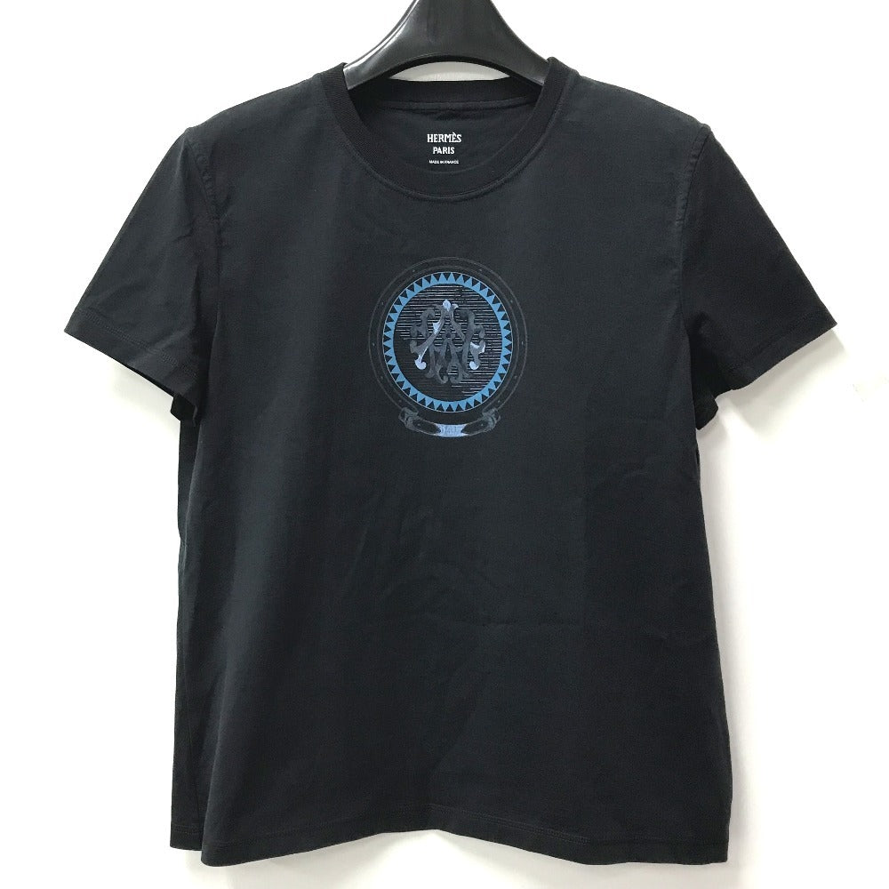 HERMES logo apparel tops short sleeves Short sleeve T-shirt cotton Navy Used