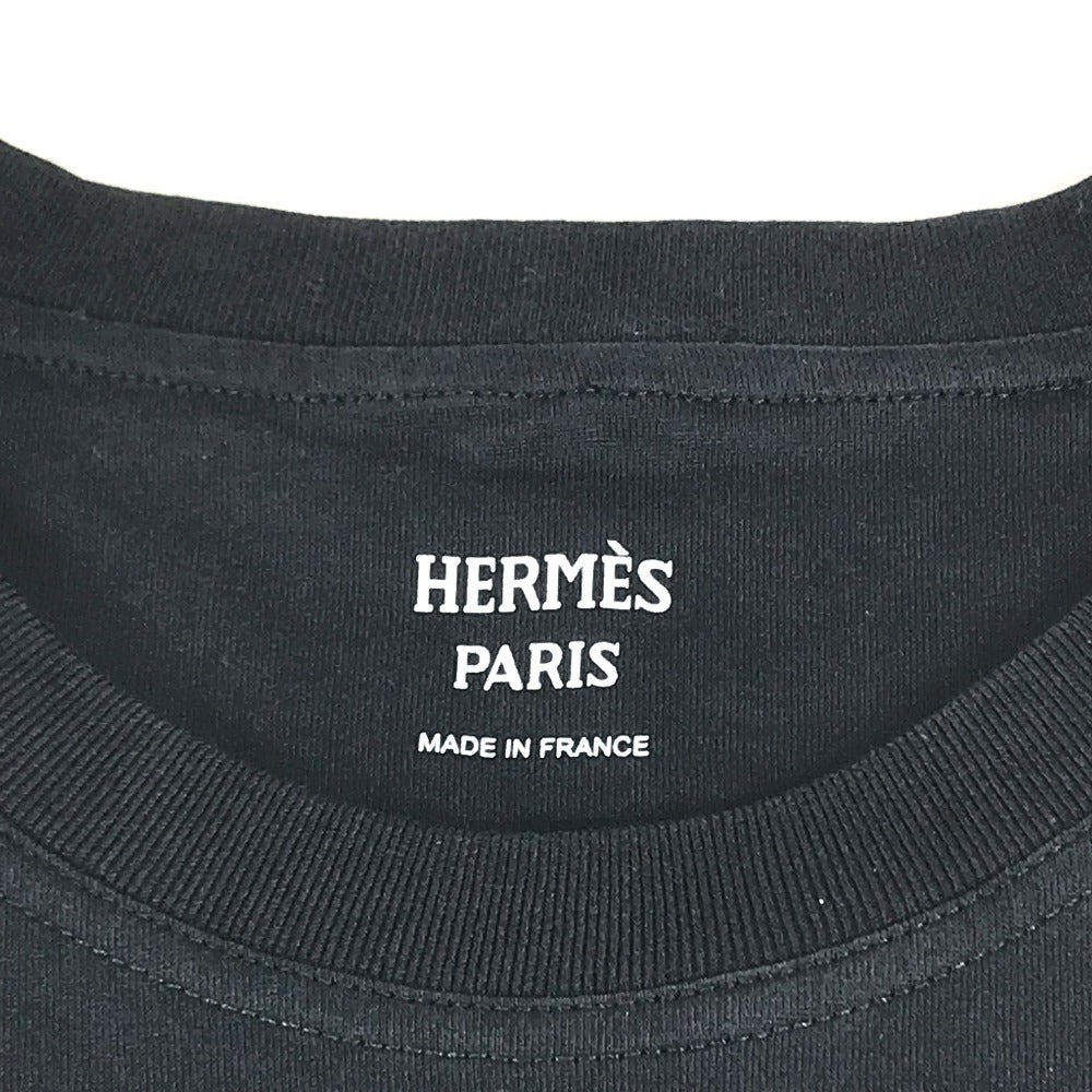 HERMES logo apparel tops short sleeves Short sleeve T-shirt cotton Navy Used