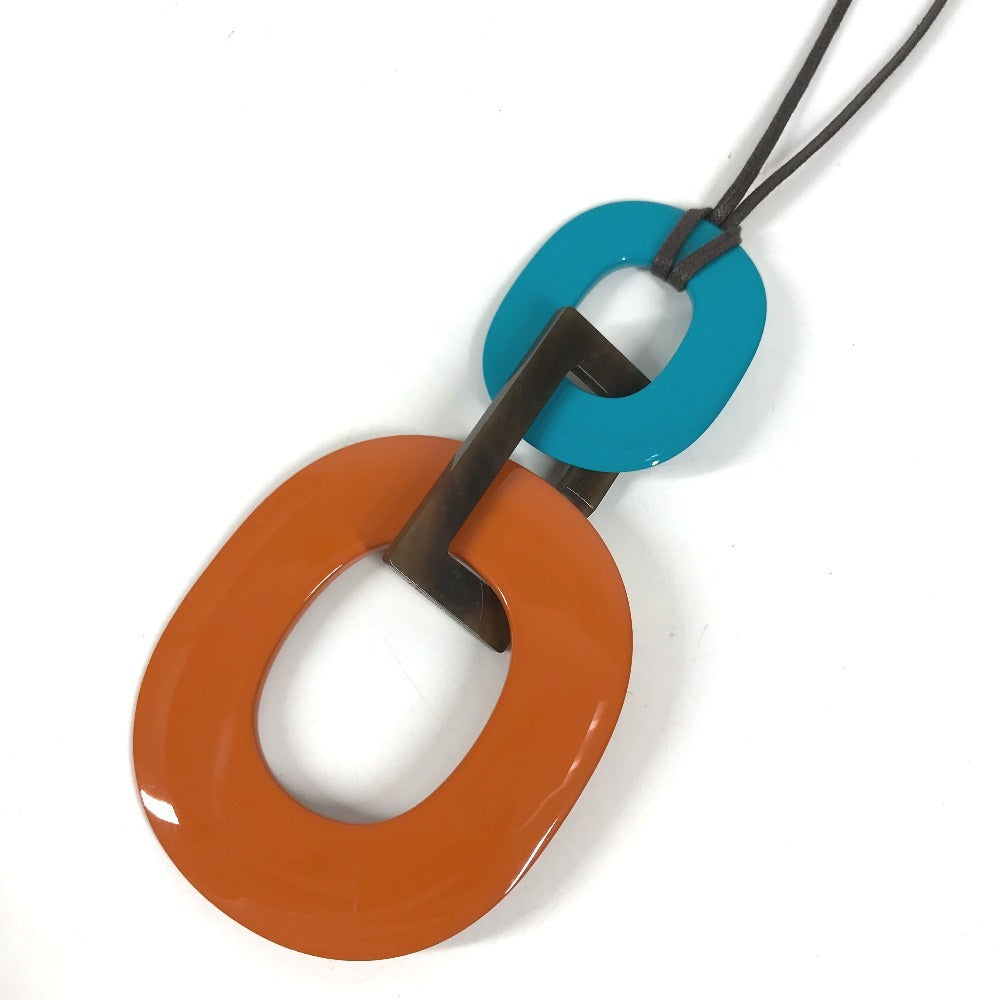 HERMES Buffalo horn Isamu Isamu 2-piece set Accessories Jewelry Choker Necklace Buffalo horn Orange/blue Used