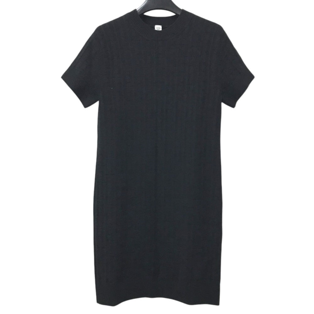 HERMES 3E2515DB H logo Apparel Short-sleeved Dress wool Black Used