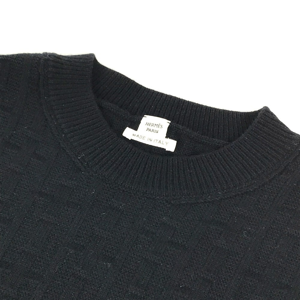 HERMES 3E2515DB H logo Apparel Short-sleeved Dress wool Black Used