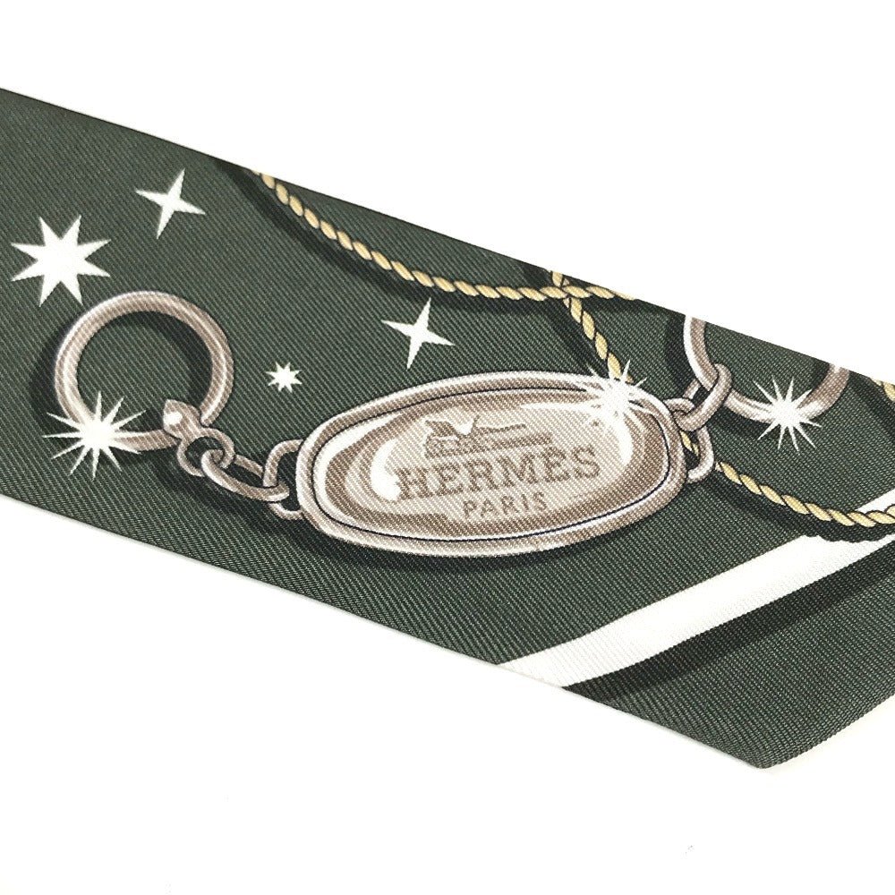 HERMES new tag Twilly Twilly (2 bottles, pair) Bandeau Scarf Accessories Scarf silk Black/khaki Used