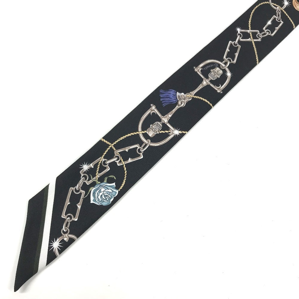 HERMES new tag Twilly Twilly (2 bottles, pair) Bandeau Scarf Accessories Scarf silk Black/khaki Used