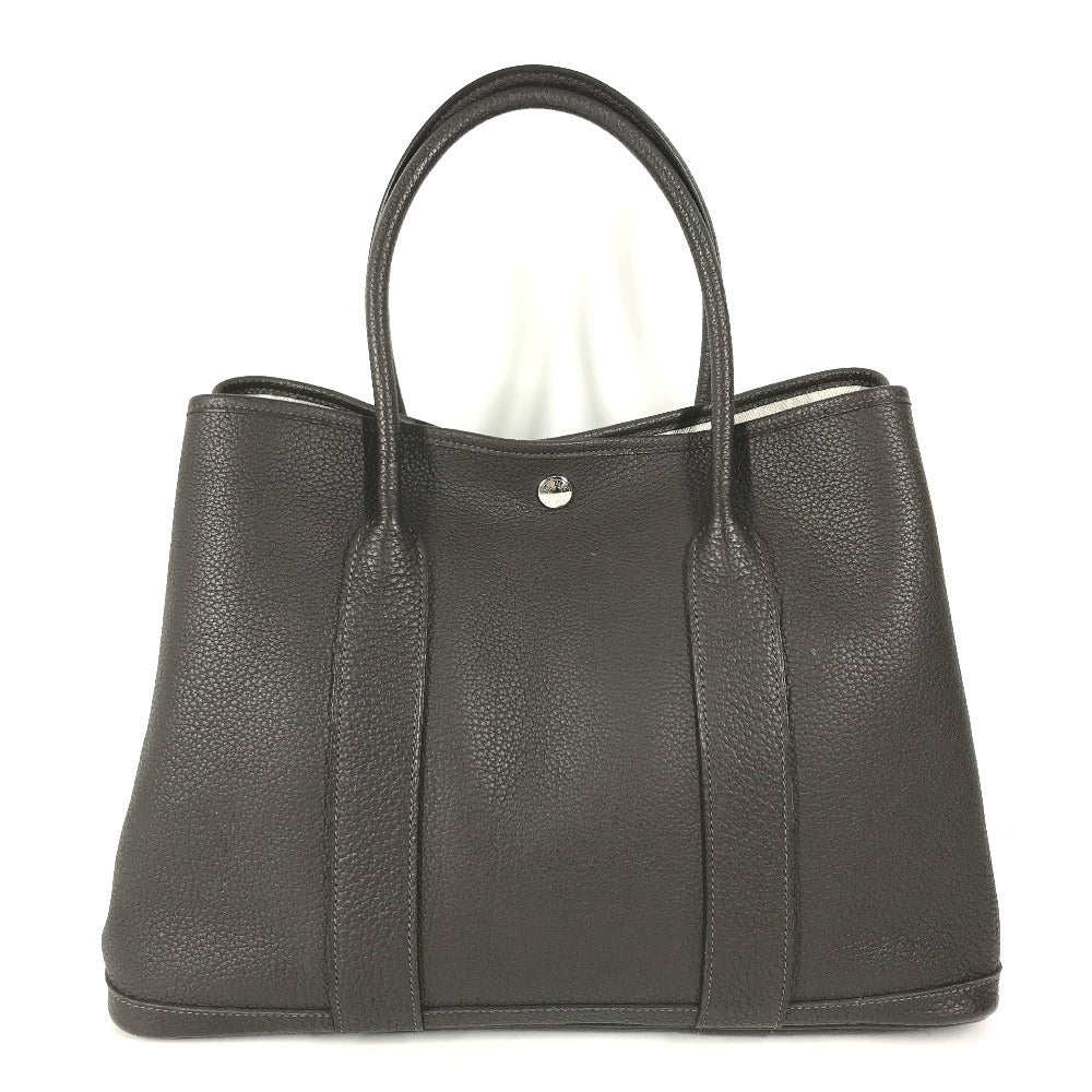 HERMES Leather Garden Party PM Garden Party PM Bag, Handbag, Shoulder Bag Tote Bag Negonda Evennes Brown/SilverHardware Used