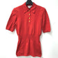 HERMES vintage Serie logo button Short-sleeved apparel top with collar knit cotton / Nylon Red Used