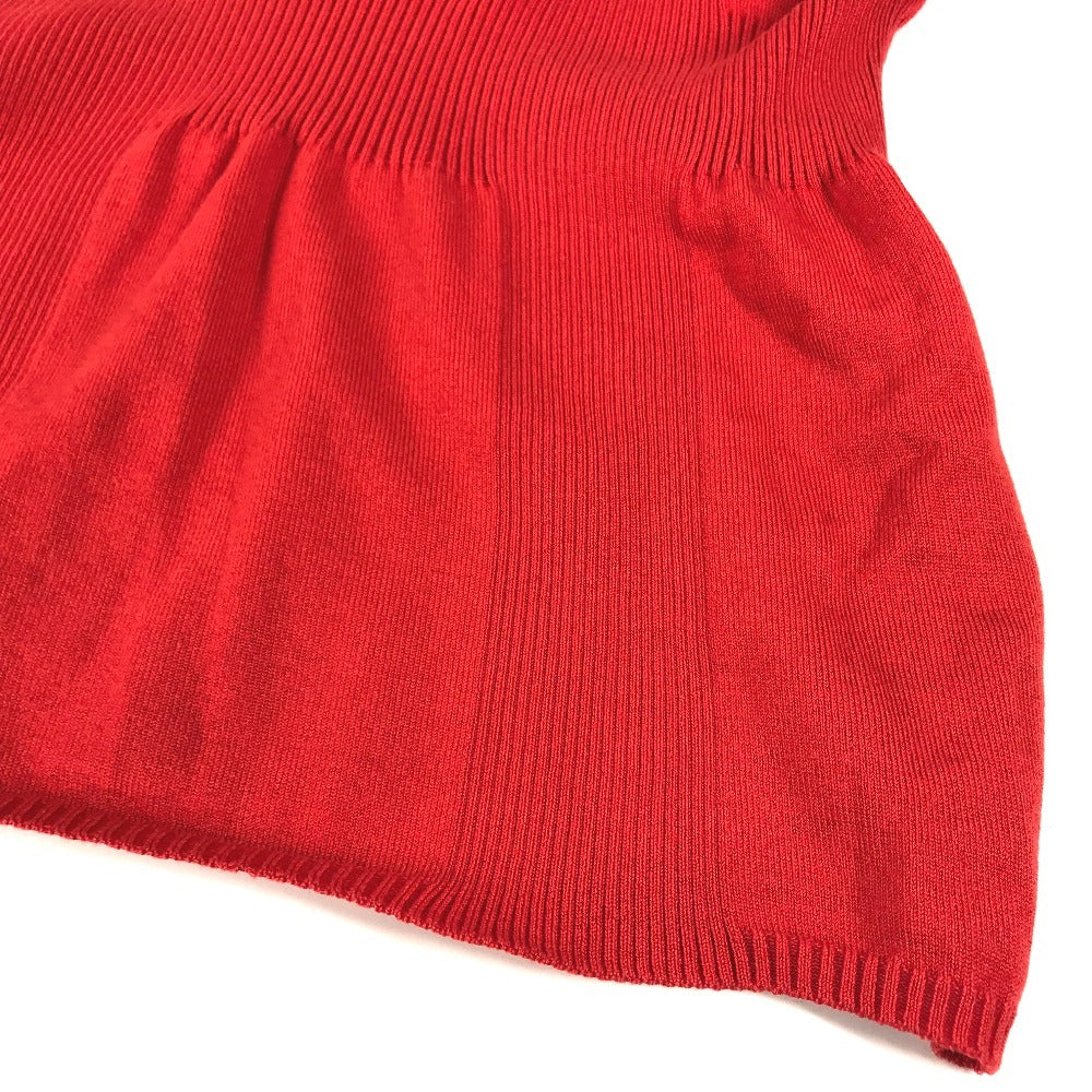 HERMES vintage Serie logo button Short-sleeved apparel top with collar knit cotton / Nylon Red Used