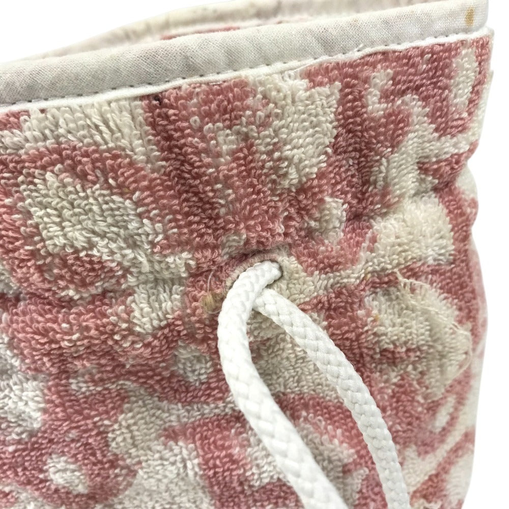 Dior pile Trotter Logo Drawstring Pouch Makeup pouch makeup cosmetics Pouch cotton pink/White Used