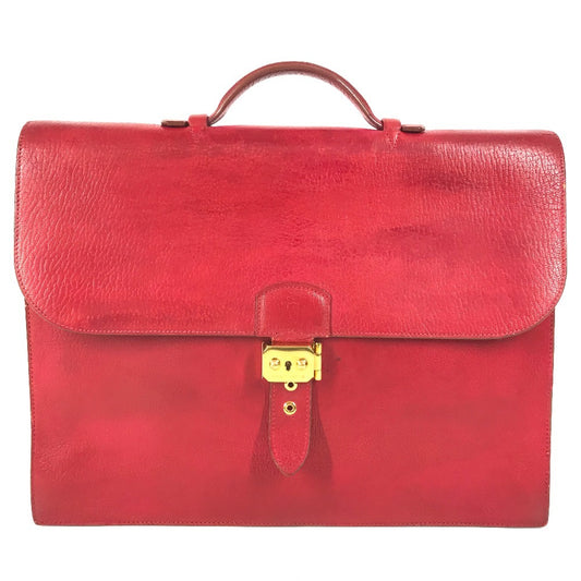 HERMES Sac à de Peches 38 Sac à de Peches 38 Handbag, flap briefcase, document bag Business bag Leather Red/GoldHardware Used