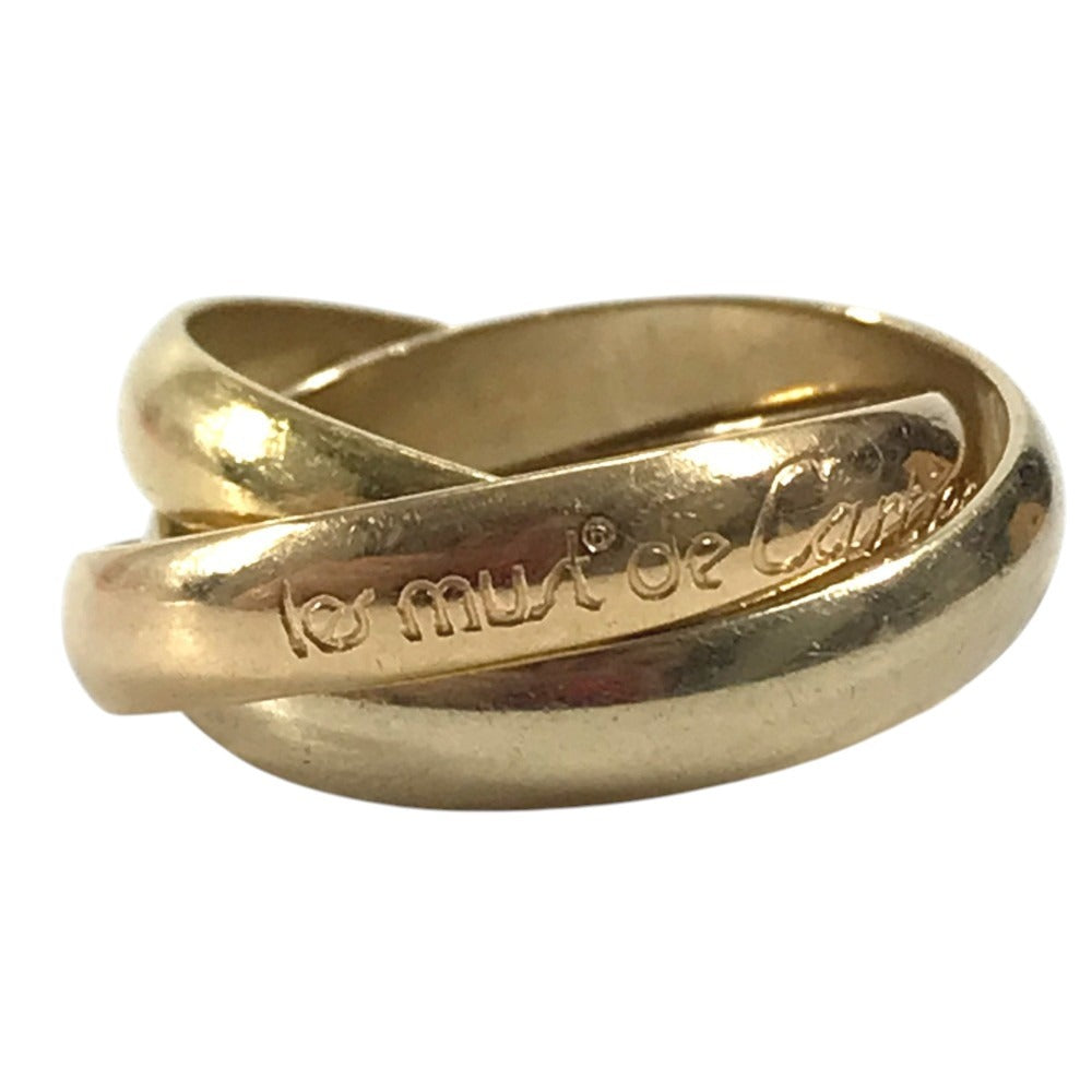 CARTIER K18 Gold 18K Trinity logo Triple-strand accessory jewelry Ring YG750 Gold/Silver Used