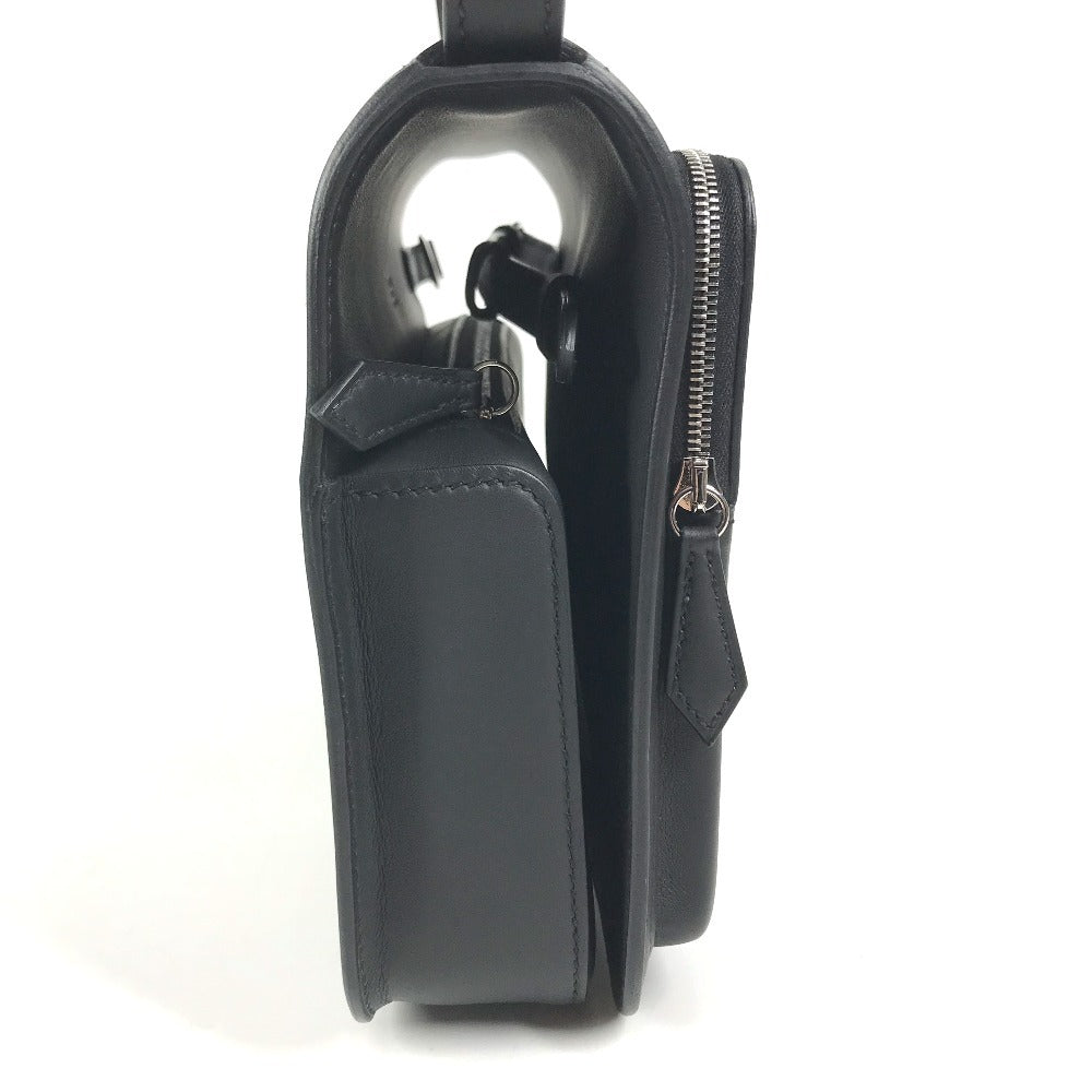 HERMES Leather Equipier 3-Way Bag Clutch Bag Flap Pochette Crossbody Shoulder Bag Swift Black/SilverHardware Used