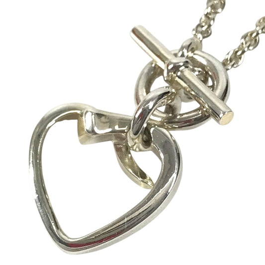HERMES Silver925 SV925 Heart logo Chain Necklace Accessories Jewelry Necklace AG925 Silver Used