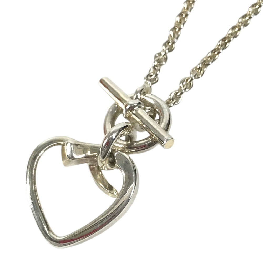 HERMES Silver925 SV925 Heart logo Chain Necklace Accessories Jewelry Necklace AG925 Silver Used
