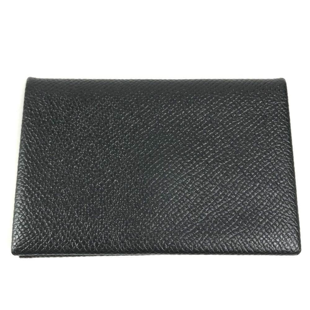 HERMES Calvi Business Card Holder Pass Case Folded Card Case Epsom Black Used