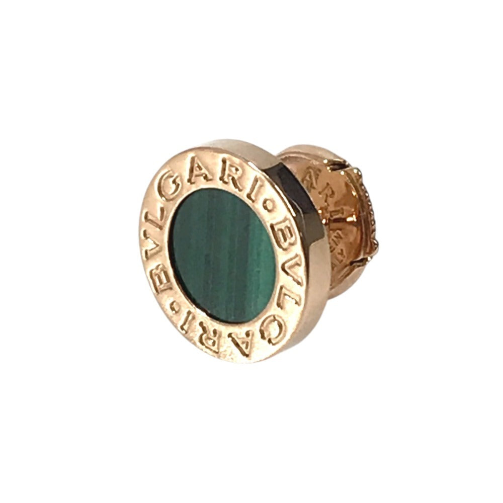 BVLGARI K18 Gold 18K Bvlgari Bvlgari Logo Single Earring, Malachite Accessory Jewelry Pierce Au750 Pink Gold/Green Used