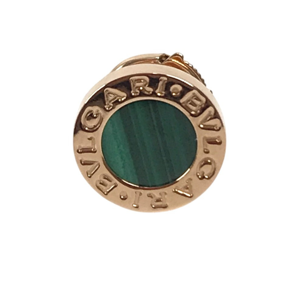BVLGARI K18 Gold 18K Bvlgari Bvlgari Logo Single Earring, Malachite Accessory Jewelry Pierce Au750 Pink Gold/Green Used