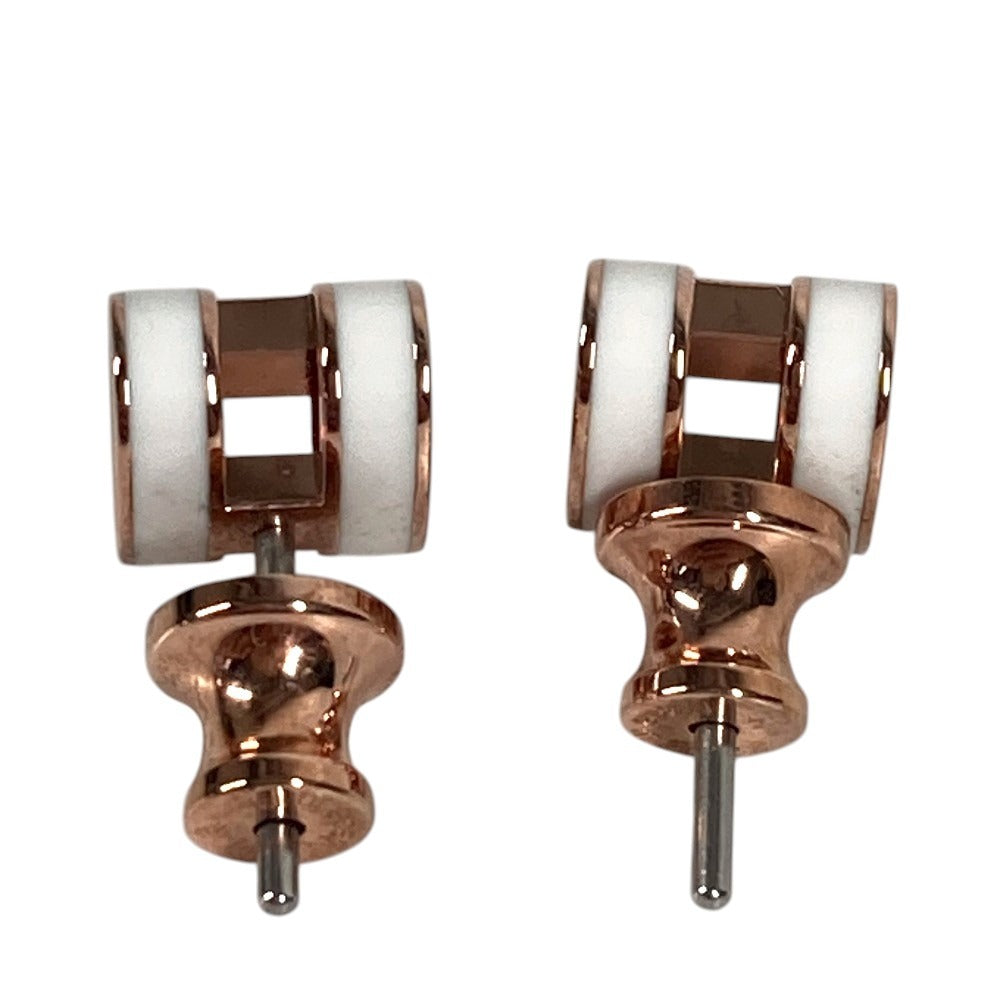 HERMES Pop Ash Mini H Logo Mini Pierce Accessories Pierce Metal White/Pink Gold Used